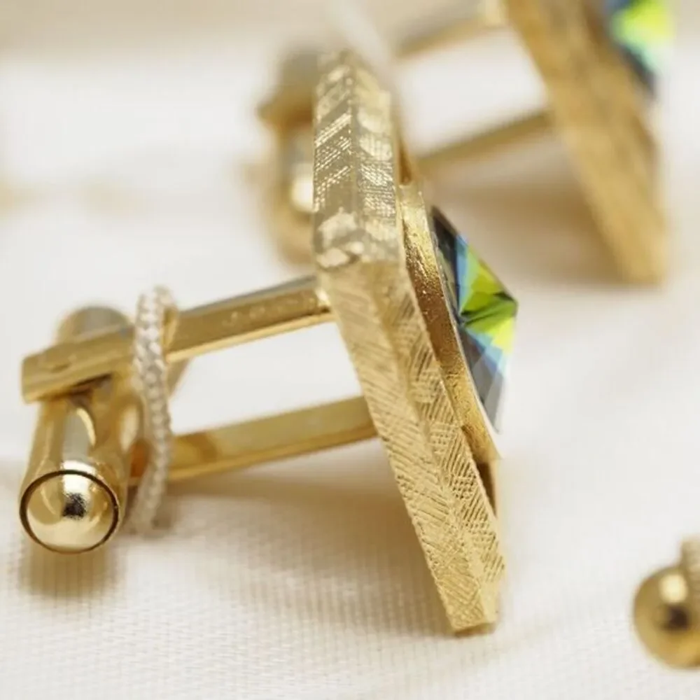 VTG 1960s Iridescent GP Cufflinks + Tie Tack Set Envoy